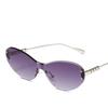 Non-polarized Wrap Around Rimless Sunglasses for Women Men Fashion Ins One-piece Shades Trendy Shield Design Gradient Lens