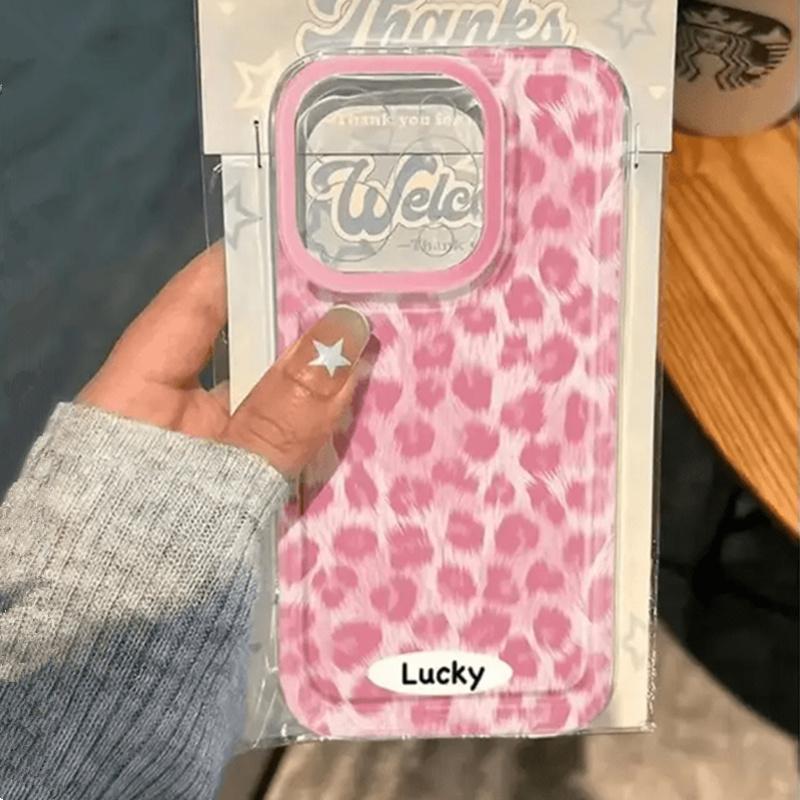 Pink Leopard Print Pattern Phone Case For iPhone 16 15 14 13 12 11 Pro Max Mini XS X XR 7 8 Plus 16e Transparent Soft Cover