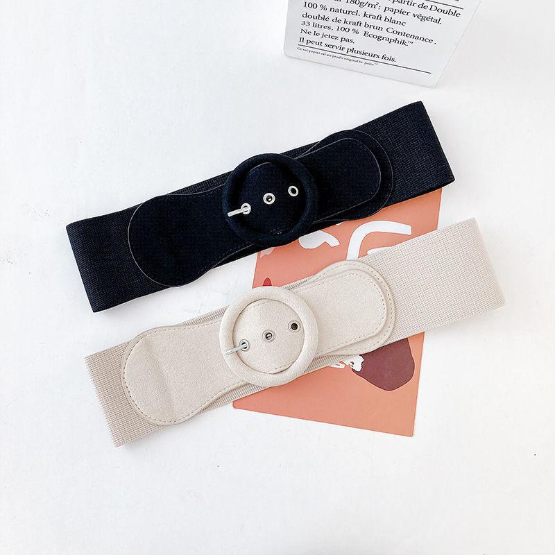 Womens Sophisticated Dressing Belt 2024 Korean Style Black And White Large Buckle Round