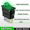 MKBKLLJY 6PCS Rocker Switch 3 Pin 2 Position ON/OFF 20A DC SPST Green