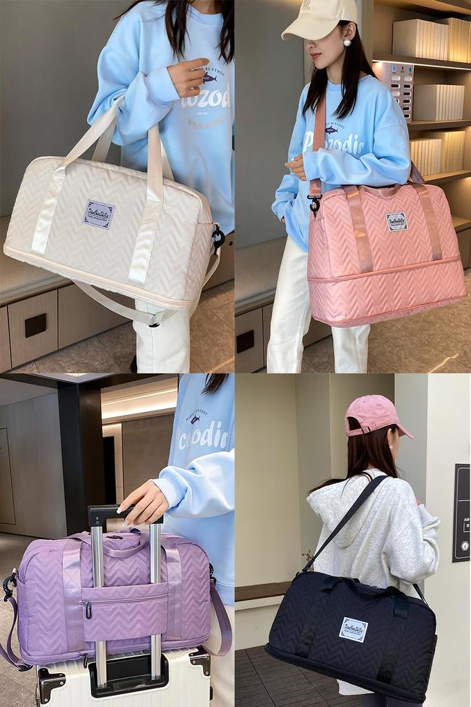 Boston Bag for Large Gym School Sports Travel 2 Nights 3 Travel Travel Duffel Suitcase Attached Duffel Travel Compression Storage Bag Included Women,