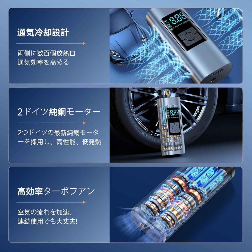 [Latest Reinforced Model - 10-Second Fill] Electric Bicycle Pump with German Pure Copper Motor [PSE Certified, Compatible with US, UK, and French Valv