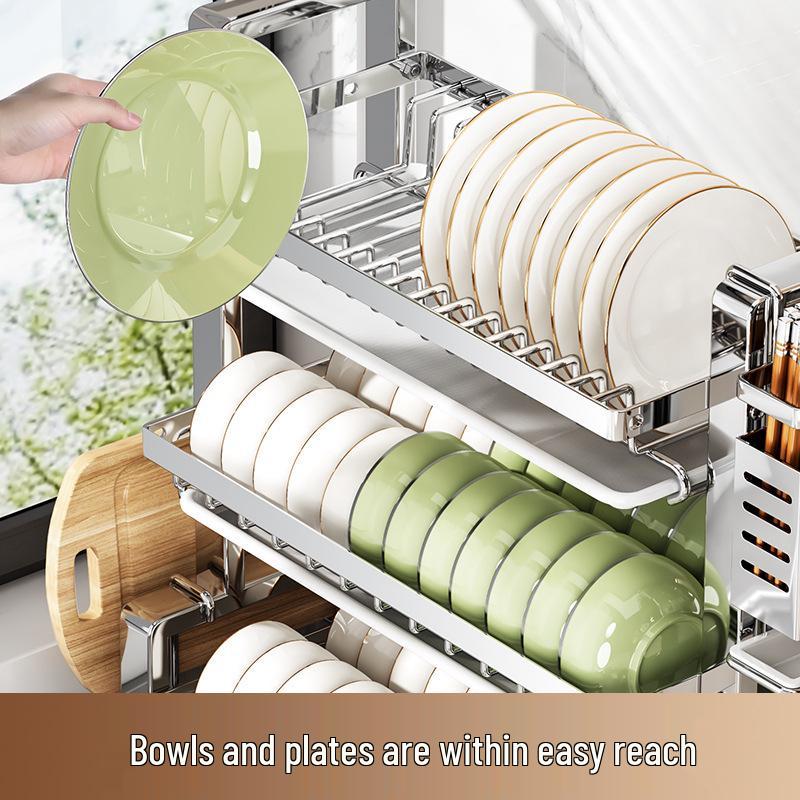 2026 Multi-functional Stainless Steel Dish Drying Rack for Countertop Storage of Bowls, Plates, and Chopsticks