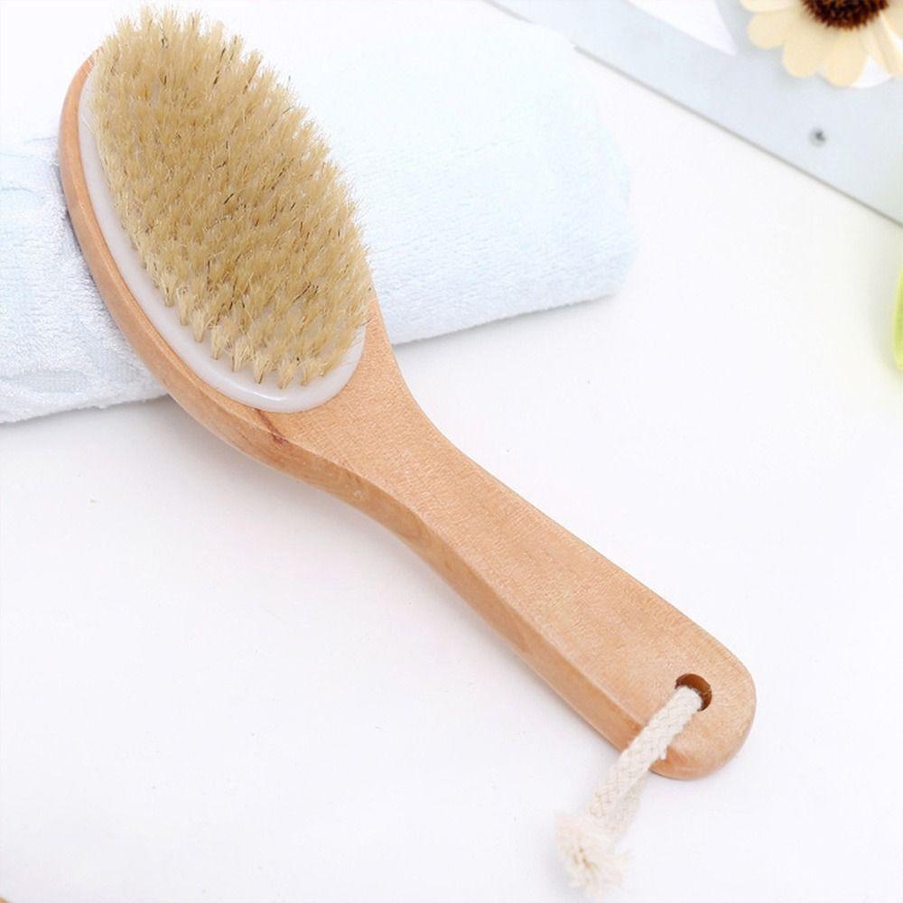 Durable Boar Bristle Body Brush Natural Wooden Shower Brushes Soft Dry Brushing for Exfoliation