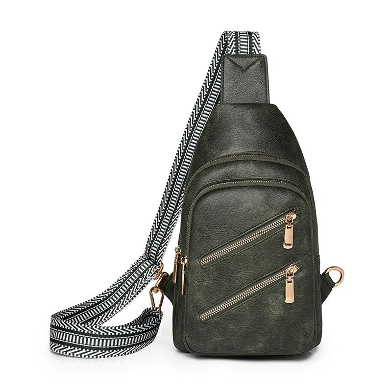 New Fashion Pu Women's Breast Bag Large Capacity Lightweight Chest Bag Versatile Casual Shoulder Messenger Bag Bag
