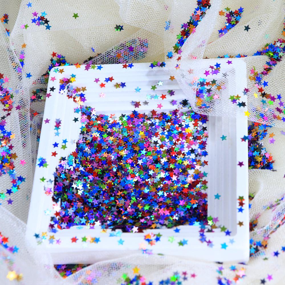 5g Laser Star Art Sequins - Five-Pointed Stars Nail Art Glitter Sequin Accessories, Holographic Pentagram Flake Nail Charms Decoration