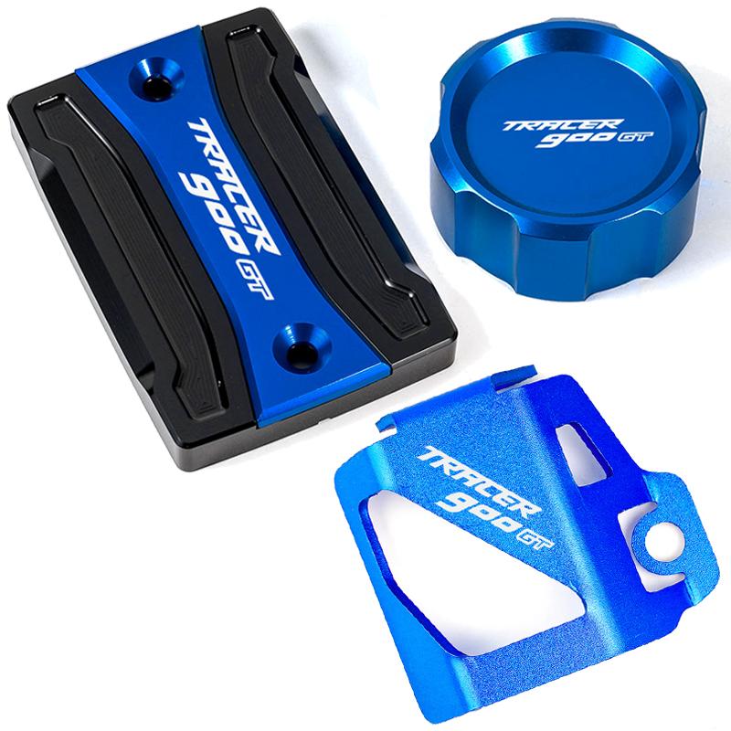 Pro motocykl Yamaha TRACER 900 /GT 900GT 2018, víčko hlavní nádržky přední brzdové kapaliny a kryt zadní olejové nádržky