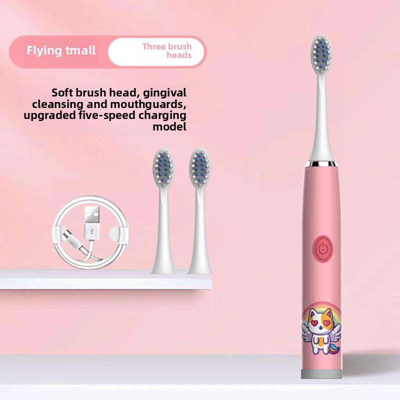 Children's Electric Toothbrush Cartoon Soft Hair IP7 Waterproof Sonic Automatic Ten Thousand Hair Brush U-shaped Toothbrush