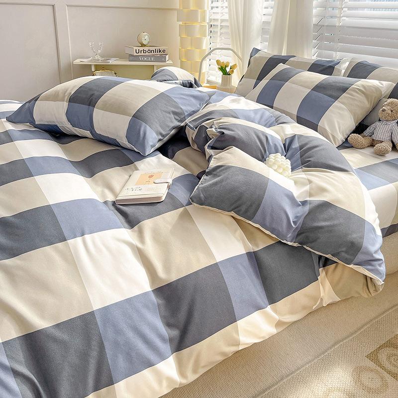 Καρό Μονόχρωμο Απλό Χρώμα Διπλοπλυμένο Βαμβάκι Βαμβακερό Σετ Τεσσάρων Τεμαχίων