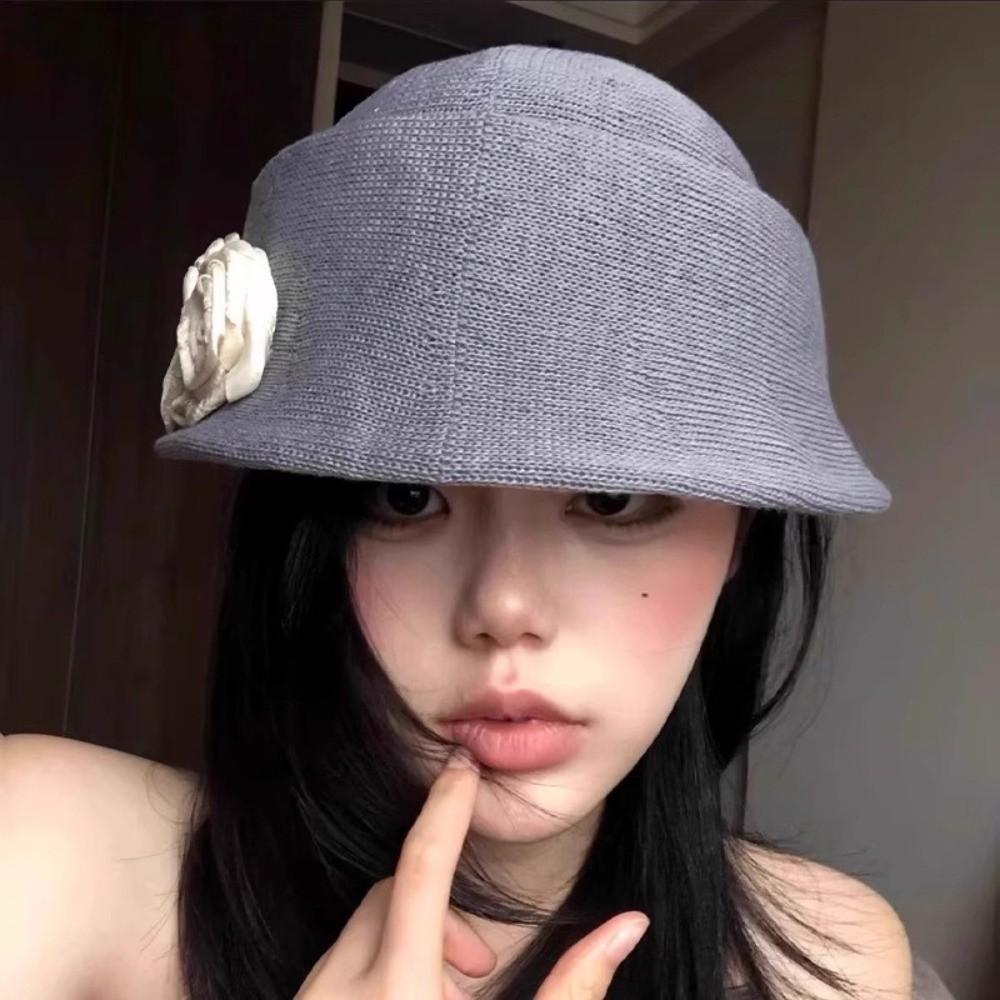 Elegant Camellia Flower Cap French Style Women's Formal hat Vintage Floral Bowler Hat Famale