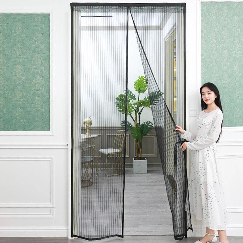 Magnetischer Fliegengitter-Türvorhang ohne Stanzen, Netzgewebe, Anti-Mücken-Insekten, Fliegenwanzen, automatisches Schließen, Haushaltslüftungstürvorhang