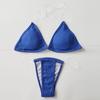 2025 New European & American Solid Color Push-Up Bikini with Transparent Straps - Sexy Women's Swimwear
