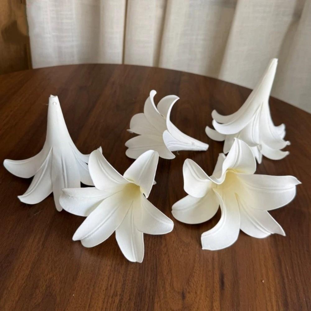 5pcs DIY Craft Artificial EVA Flower Realistic Lifelike Hanging Flower Head Handmade Elegant Fake Flowers Engagement Ceremony