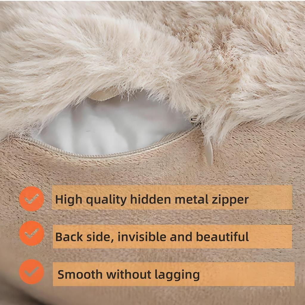 Cloud-Like Faux Fur Pillow Covers (Set of 2), 18x18 Inch Plush Decorative Pillowcases for Couch and Bedroom