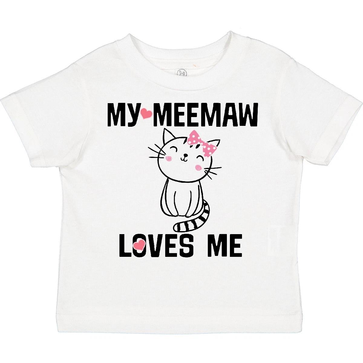 Inktastic My Meemaw Loves Me Girls Gift Toddler T-Shirt Grandkids Childs Kitty 160