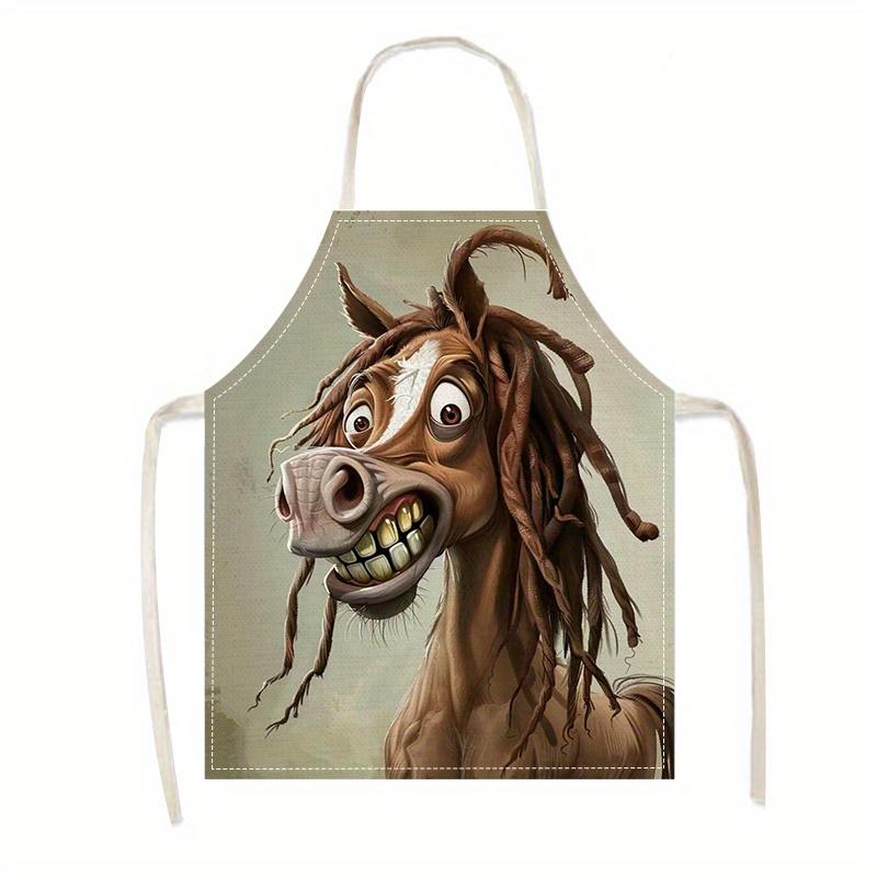 1pc, Creative Pony Pattern, All Seasons Apron, Kitchen and Home Use for Men and Women, Practical