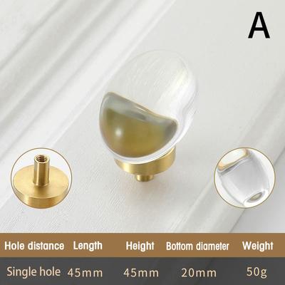 1pc Gold Base Diamond Shape Crystal Glass Knobs Cupboard Pulls Drawer Knobs Kitchen Cabinet Handles Furniture Door Handle