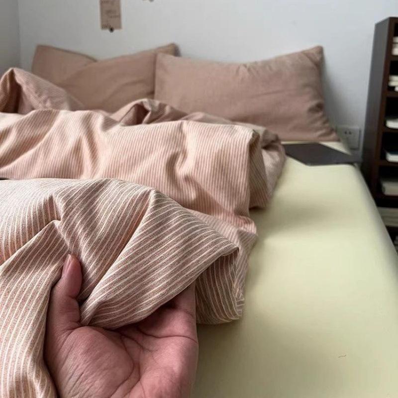 

Ins Nordic Bedding Set Plaid Striped Duvet Cover Set Soft Flat Sheets Set 2 Pillowcases Single Twin Full Queen Size Simple Style 150x200cm 3pcs