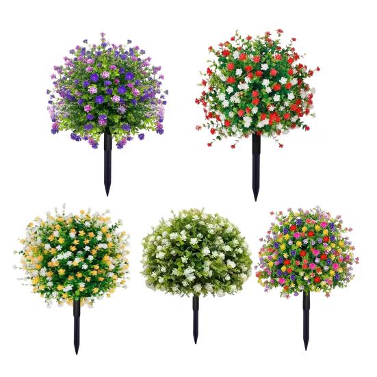 Artificial Camellia Topiary Ball Trees UV Resistant Faux Camellia Shrubs with Stake Realistic Fake Plants Bushes for Front Door Farmhouse Porch Garden