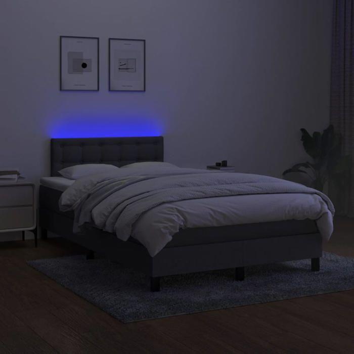 Exclusive House - Dark Gray LED Mattress Slatted Bed Base 120x190 Cm Fabric