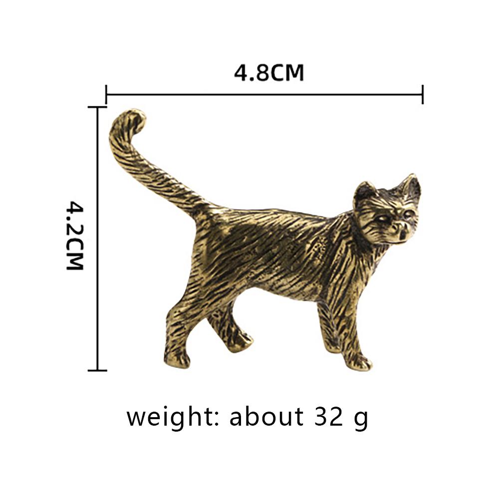 Pet Cat Metal Figures Antique Bronze Tea Pet Animal Cute Cat Living Room Decoration Desk Decorations Festival Gift