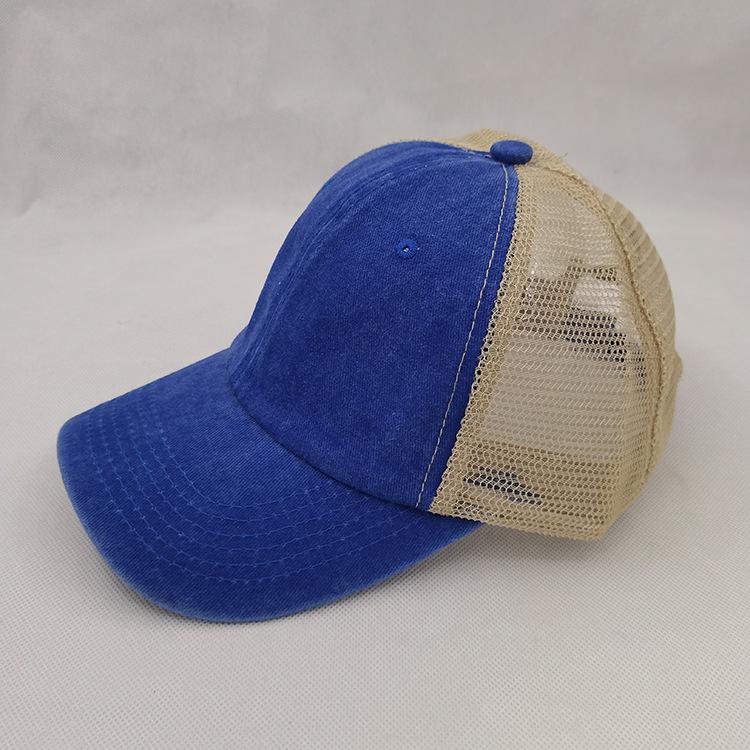 Custom Summer Solid Color Washed Cotton Mesh Hat Baseball Cap Men'S Outdoor Sun Protection Sunshade Fashion All-Match Woman Hats