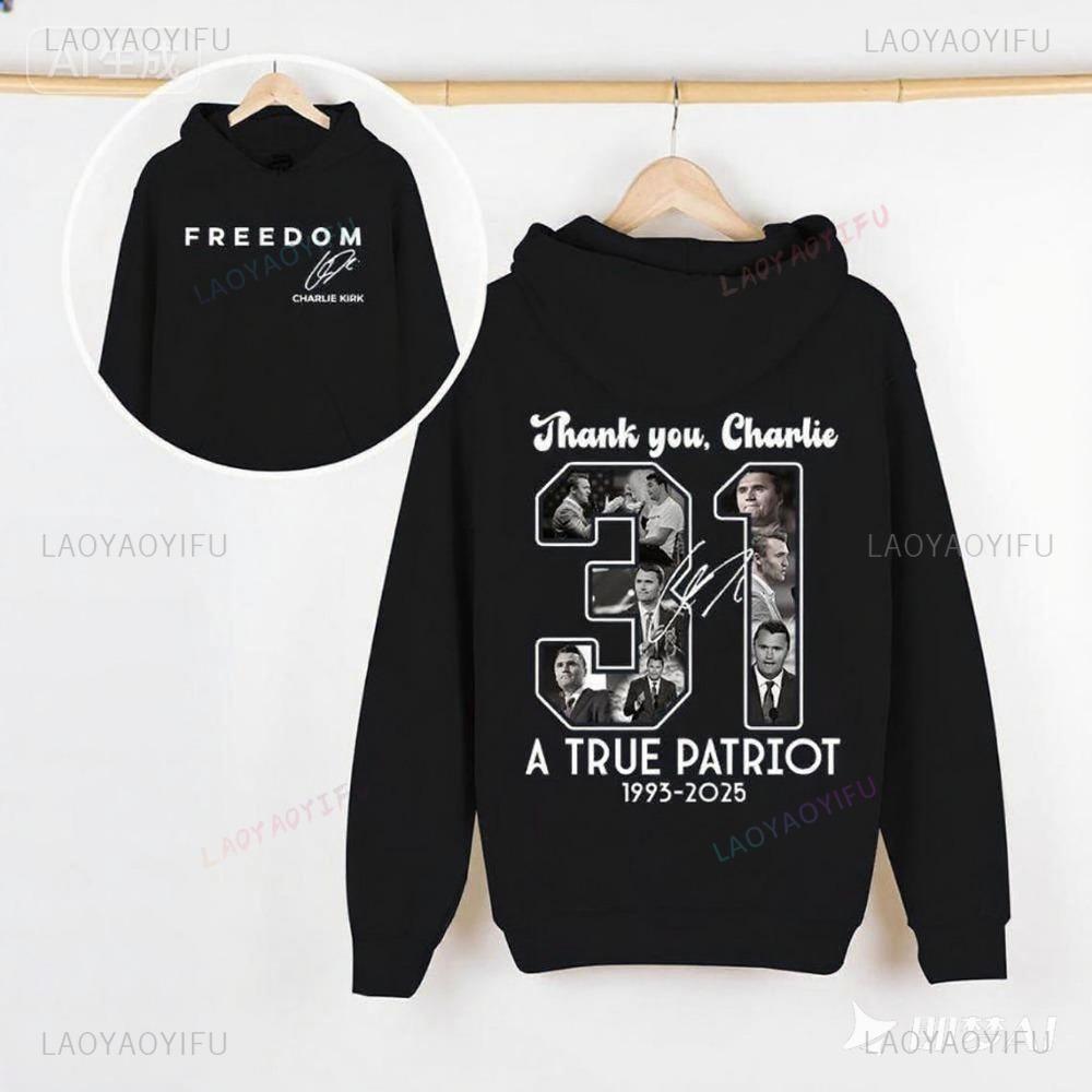 

Hoodie Freedom Charlie Kirk Memorial Thank You Charlie 31 Unisex Hoodie Have Pocket Adjustable Drawstring Sportswear 3XL