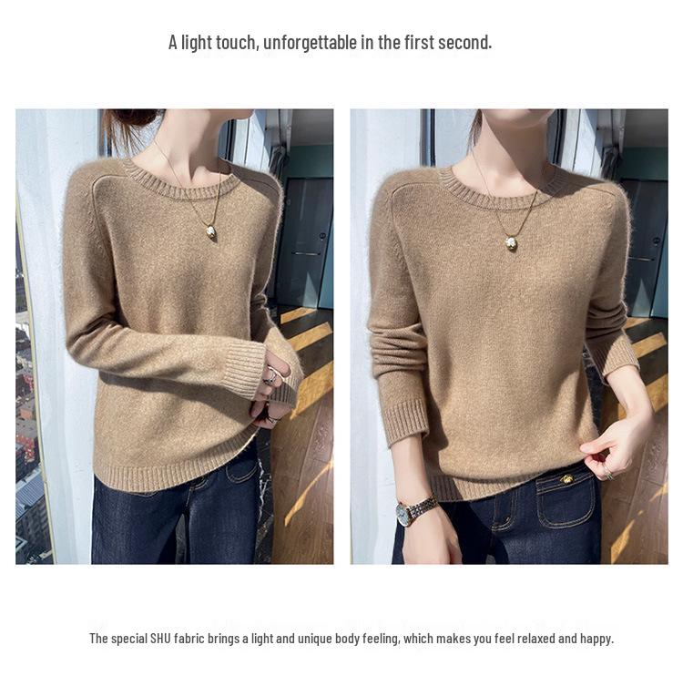 Women's Thickened Cashmere Sweater - Round Neck, Saddle Shoulder Knit Pullover for Autumn/Winter