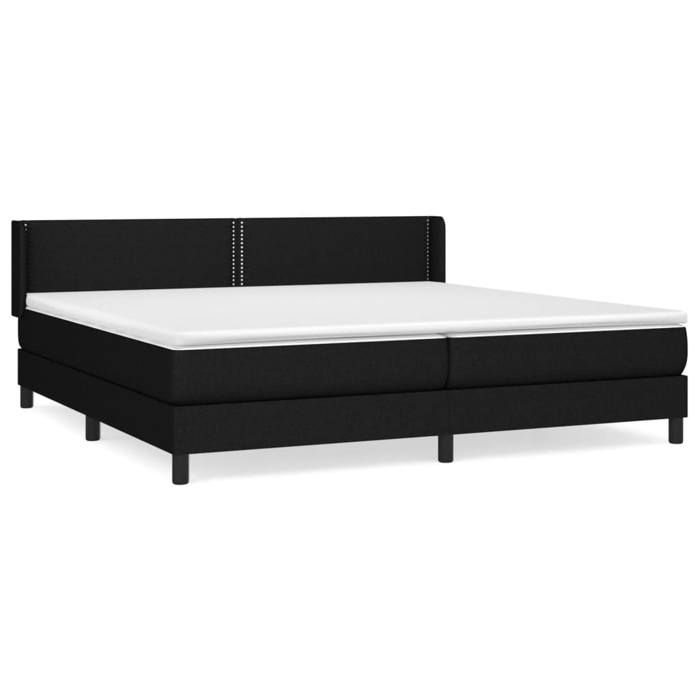 3129659 vidaXL Lit à sommier tapissier avec matelas Noir 200x200 cm Tissu