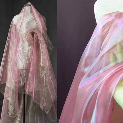 Wedding Skirts Clothes Sewing Shiny Laser Tulle Transparent Thin Decor Voile Organza Fabrics Wedding