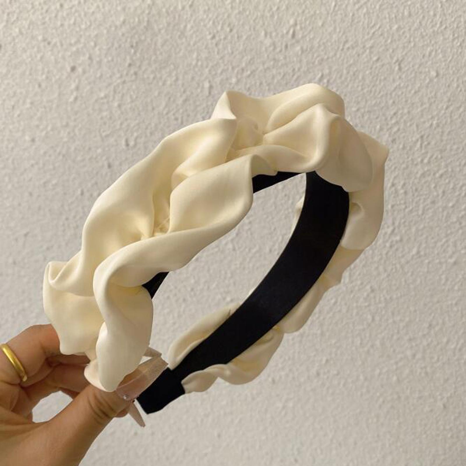 

PROLY Новая Модная Повязка На Голову Для Женщин Широкая Боковая Повязка На Голову С Цветком Однотонный Плиссированный Тюрбан Зимние Аксессуары Для Волос