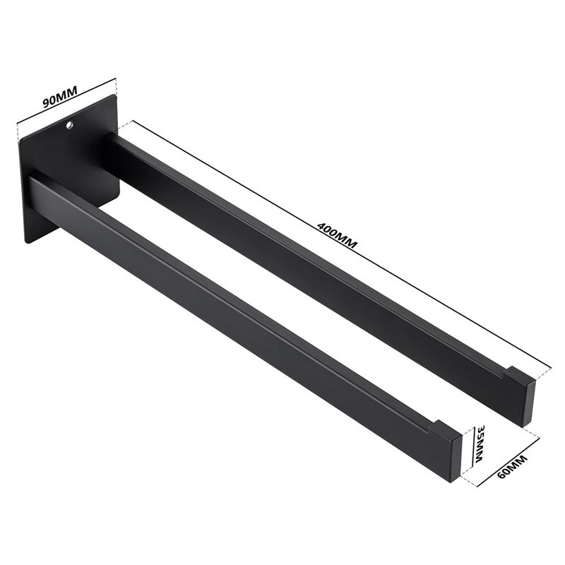 AEE4-Towel Rail No Drilling Required Self-Adhesive Double Square Stainless Steel Wall Mounted For Bathroom And Kitchen 40Cm