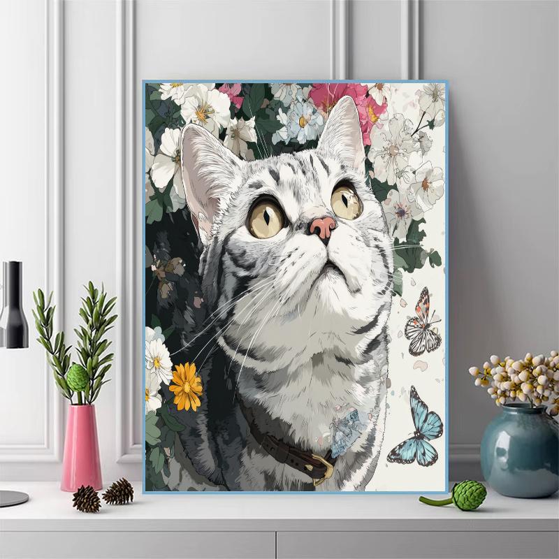 Cute American Shorthair cat Pattern 3pcs 100% Round Full Drill 5D DIY Diamond Painting Embroidery Cross Stitch Rhinestone Décor