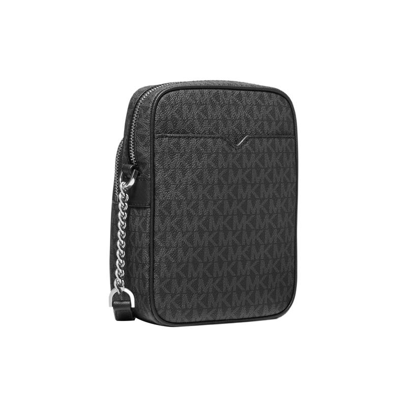 Michael Kors Jet Set Travel Presbyopia Printed Zipper Closure Chain Coated Canvas Shoulder Crossbody Bag Medium Women's Black