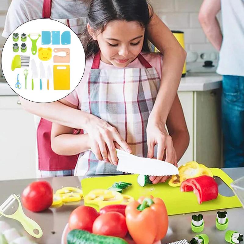 Toddler Kitchen Set Montessori Kitchen Tools for Kids Cooking Set Toddler Kitchen Accessories Real-Toddler Safe Knives Set