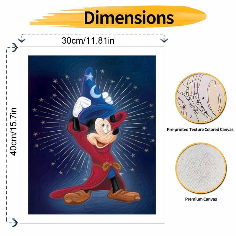 Disney Sorcerer Mickey Mouse Oil Paint By Numbers Hand Painting Kit. Home Decor Art Wall Gift