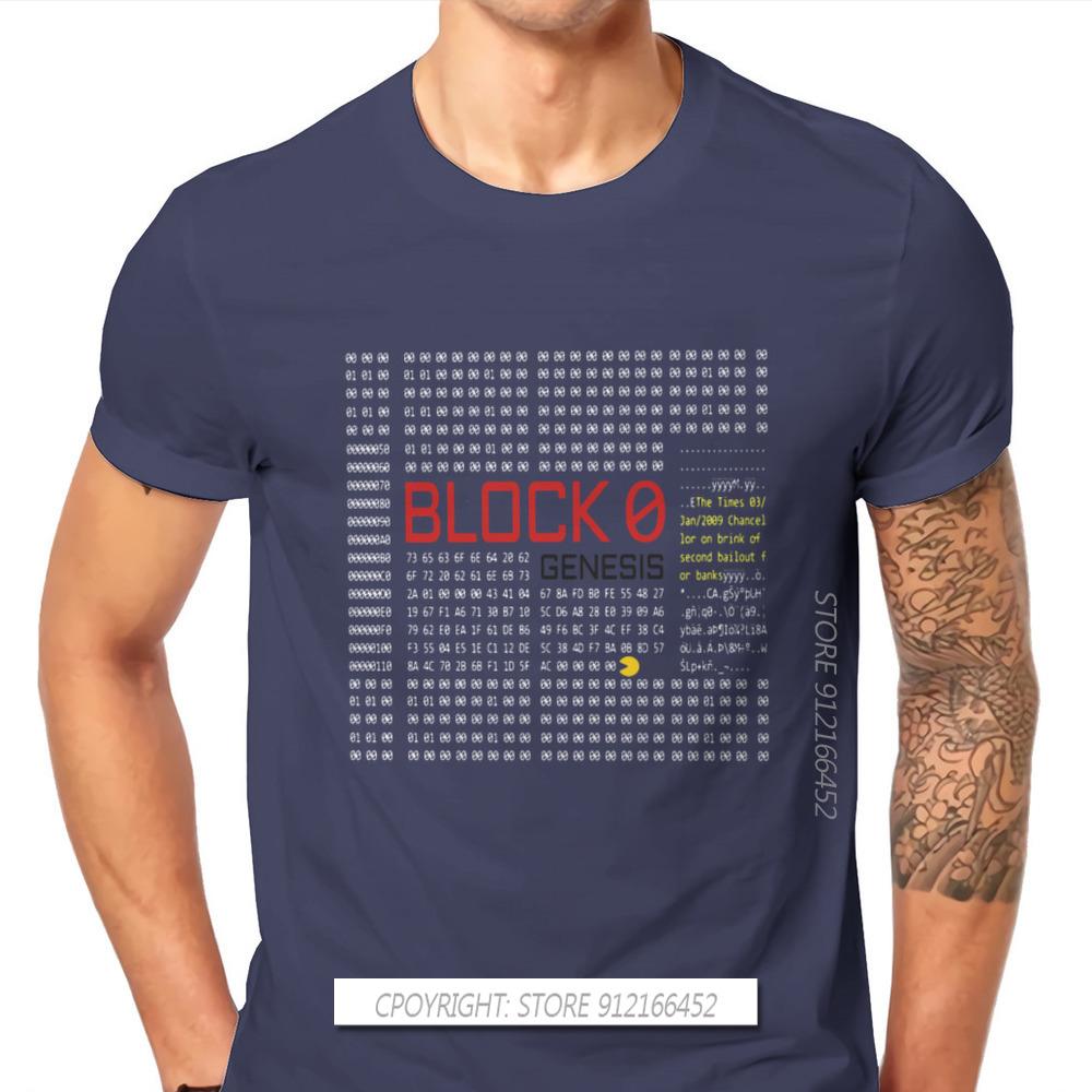 First Block Bitcoin Blockchain Technology Man's TShirt Dogecoin Cryptocurrency Miners Meme T Shirt Gifts