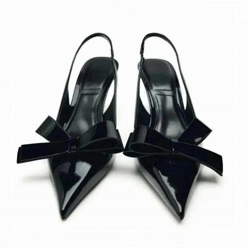 

Модные роскошные дизайнерские черные сексуальные туфли с острым носком на тонком высоком каблуке женские модные босоножки с открытым носком на каблуке банкетные туфли женские туфли-лодочки 40 чёрный