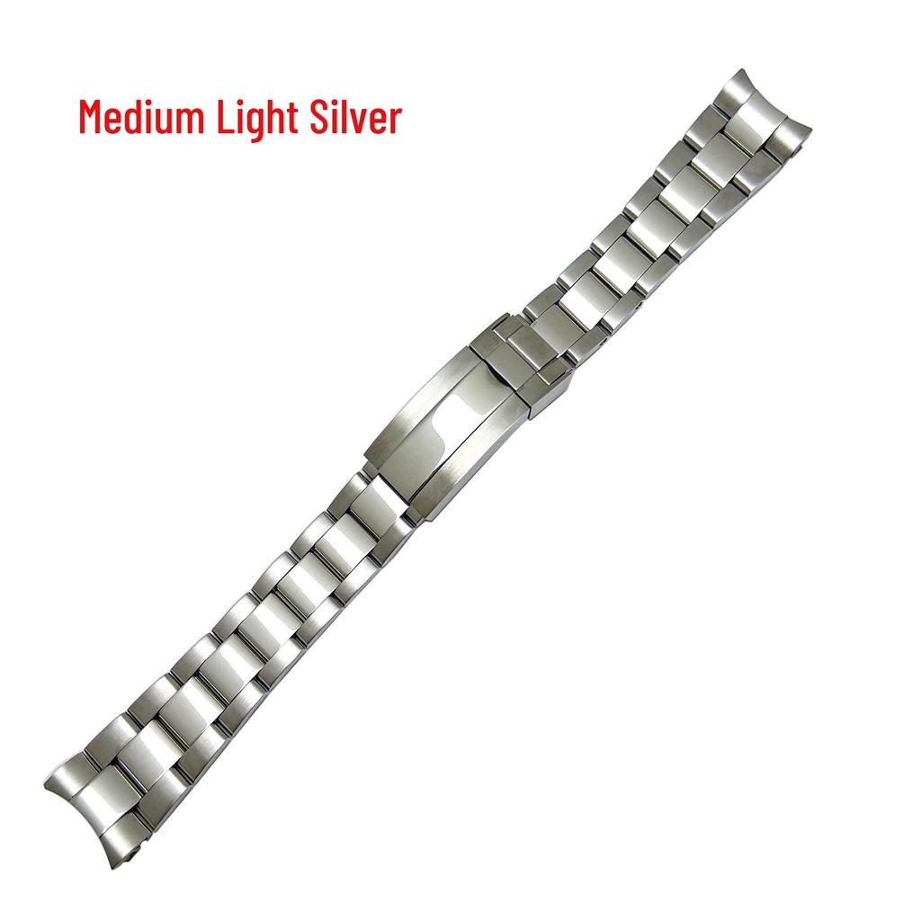 Roestvrij Staal Gebogen Eind Horlogeband, Past op Rolex Submariner Drie-Schakel Serie, 20mm, met Veiligheidssluiting.