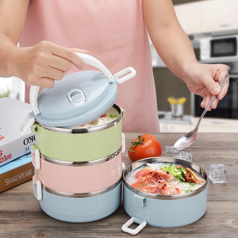 Oem Outdoor Camping Polished Surface Large Capacity Portable Sealed Multi-layer Partition 304 Stainless Steel Lunch Box