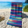 Tropical Colorful Striped Pattern Polyester Microfiber Beach Towel Is Highly Absorbent, Suitable for Swimming and Beach Outings