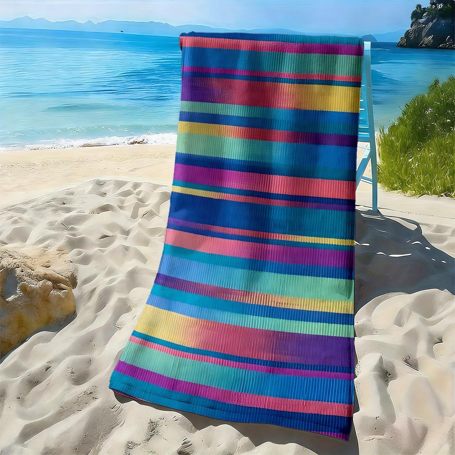 

Tropical colorful striped pattern polyester microfiber beach towel is highly absorbent, suitable for swimming and beach outings W40*H60(CM)