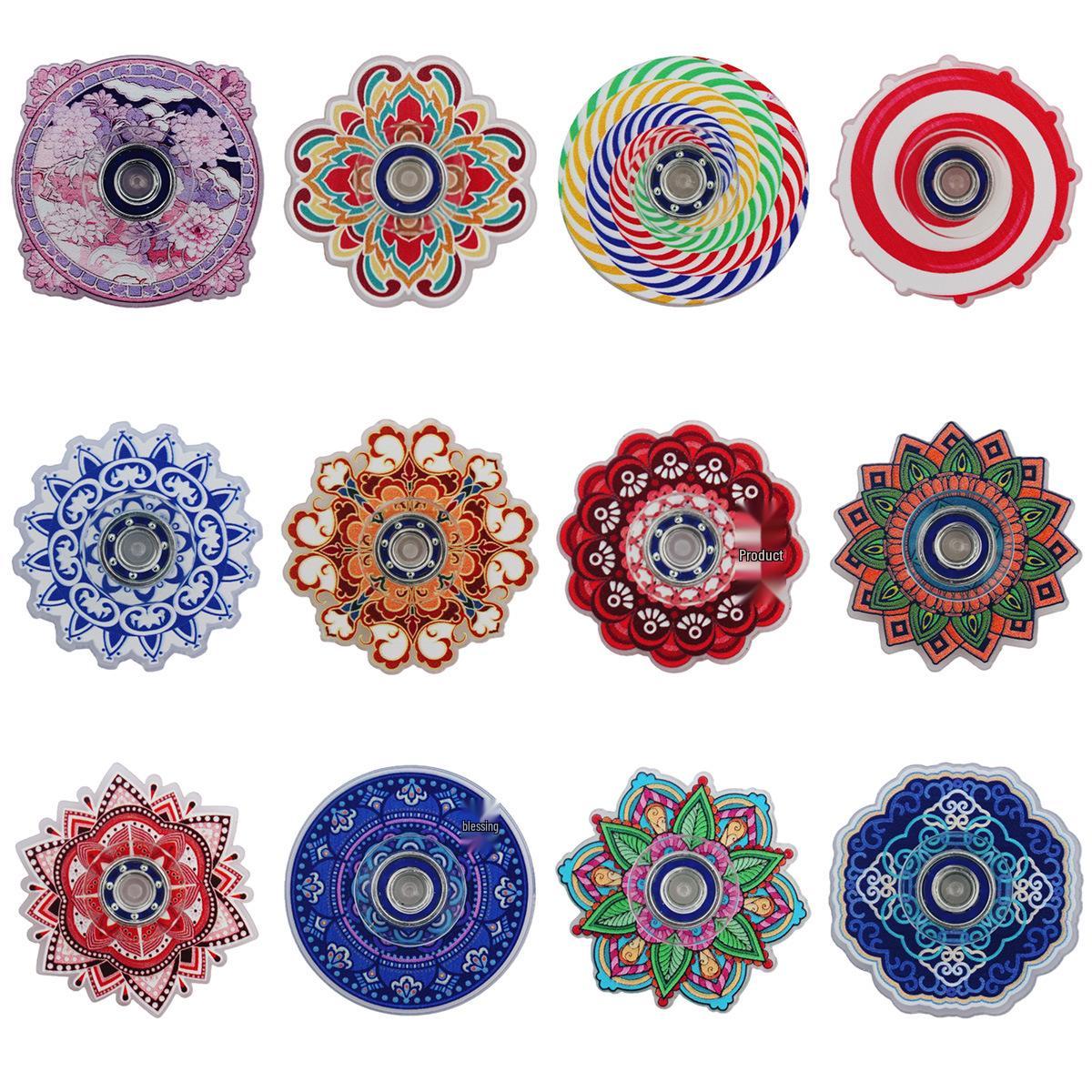 Красочный ретро-мандала граффити фиджет-спиннер: Креативная игрушка-антистресс и маленький подарок Diameter 4cm