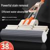 Sponge Mop with Cotton Squeeze Roller - High Absorption, Hands-Free, Large & Durable for Household Floors