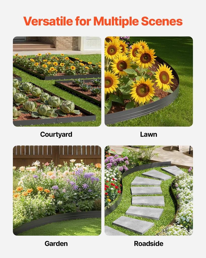 Metal Landscape Edging 10Packs 60in Rust-Resistant Bendable for Yard Garden