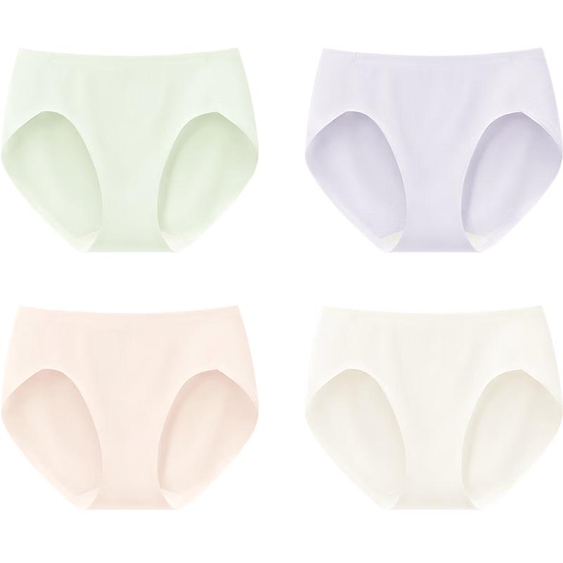 Beneunder Women's 100% Cotton Antibacterial Seamless Briefs (4-Pack)