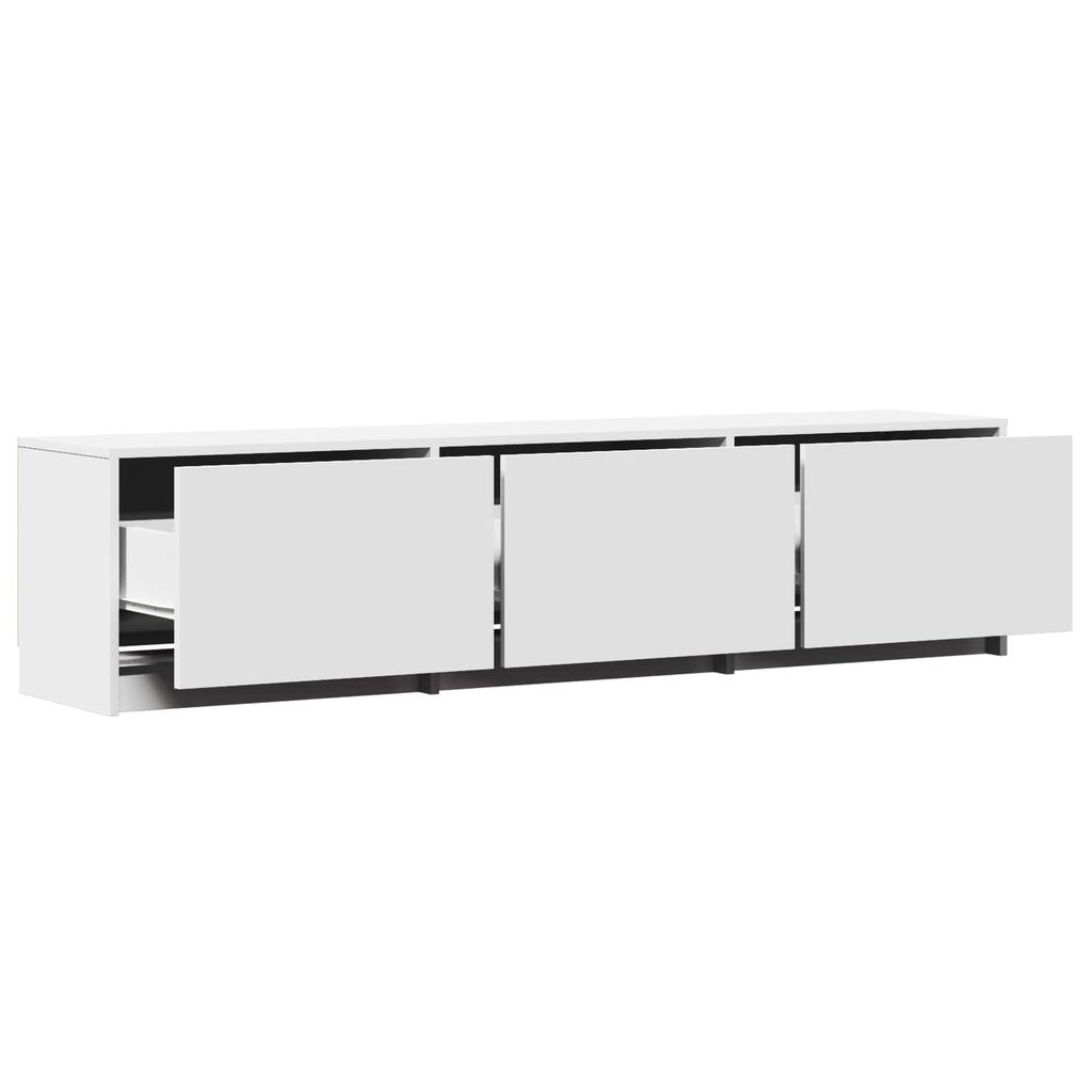 TV Stand with LED Lighting White 165 X 34 X 40 Cm Engineered Wood