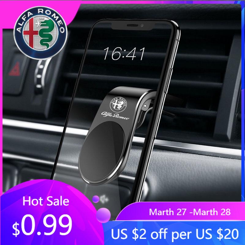For Alfa Romeo Magnetic Car Phone Holder Air Outlet Phone Stand Clip Phone Mount For Alfa Romeo Giulia Stelvio Giulietta 159 147