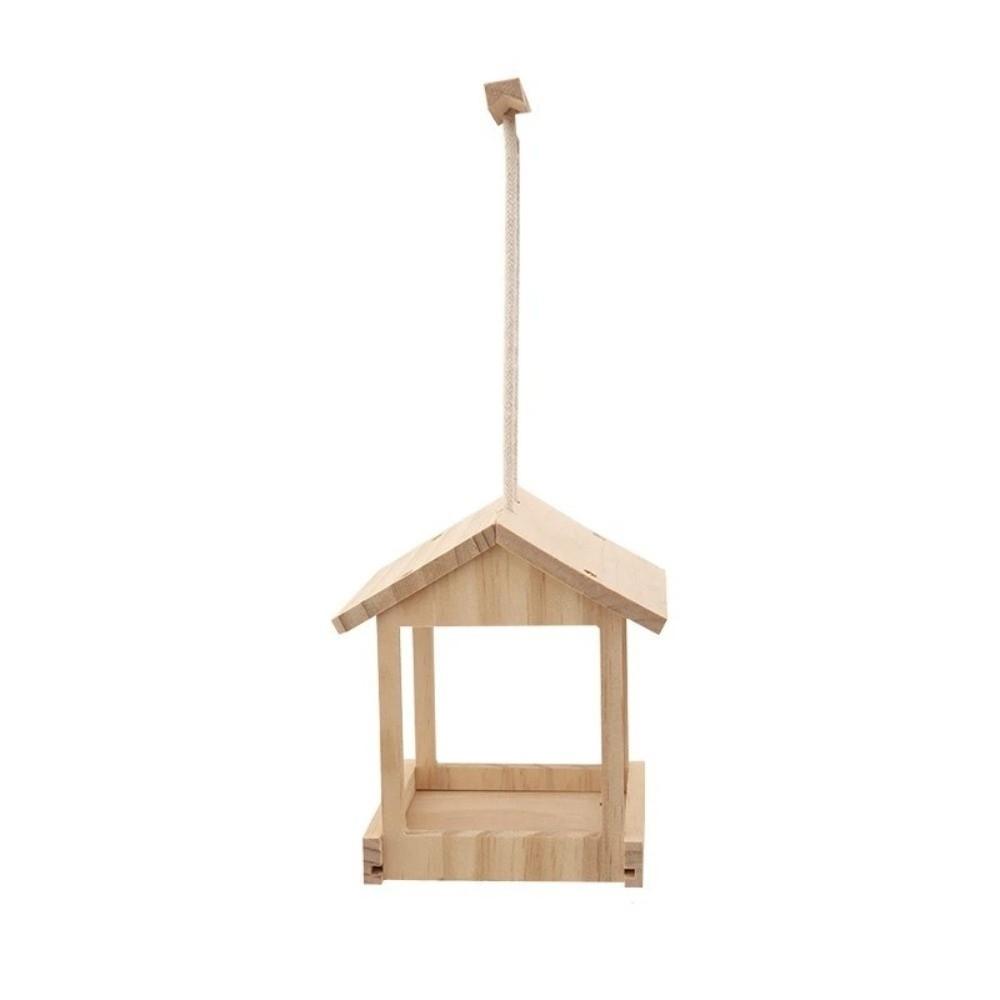 Wooden Bird Feeder House Wear-resistant Open Bird Feeder Rain Shelter Hanging Birdhouse  Pathway