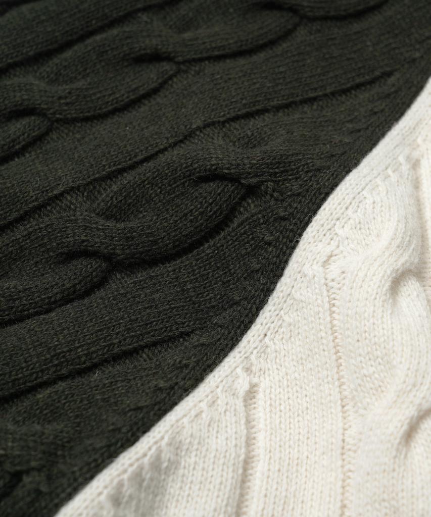FRIZMWORKS Wool Cable Raglan Half Zip Knit _ Dark Olive